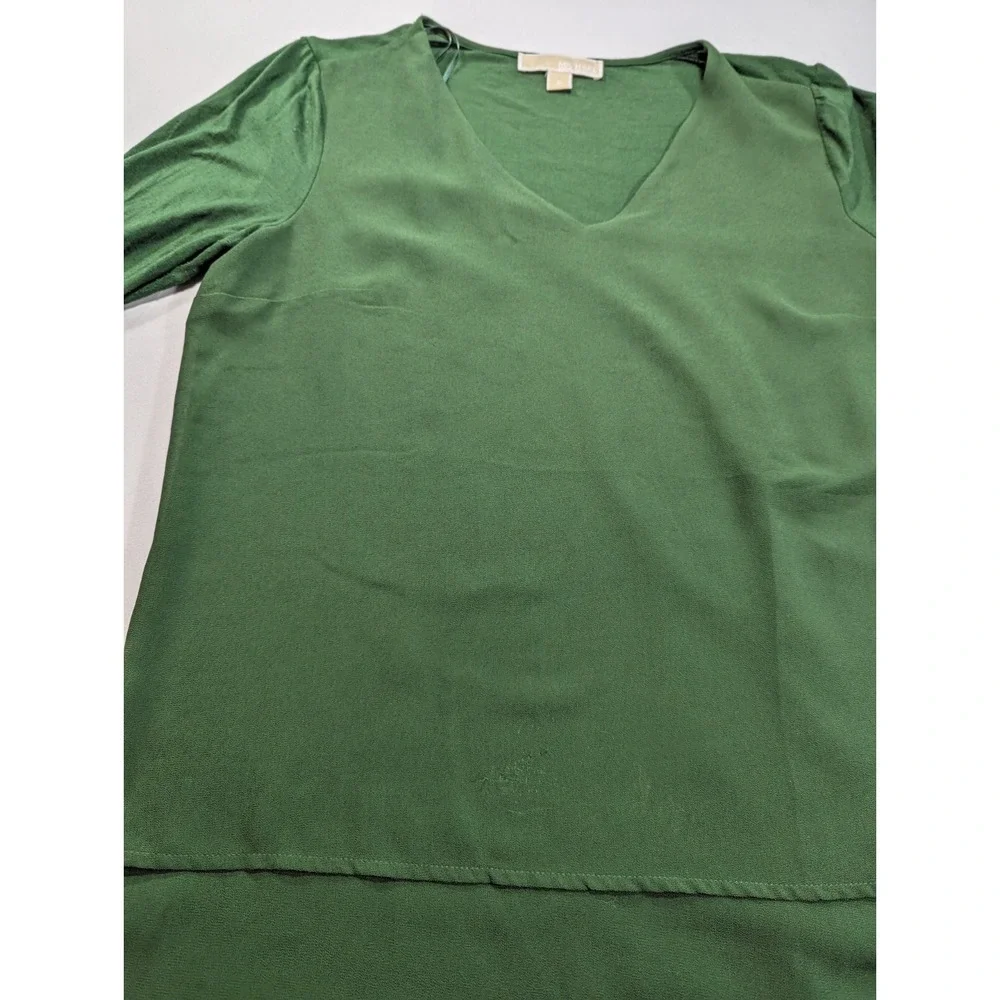 Michael Kors Woven Knit Layered Women's Mixed Hem V-Neck 3/4 Sleeve Top‎ Small - Picture 13 of 15